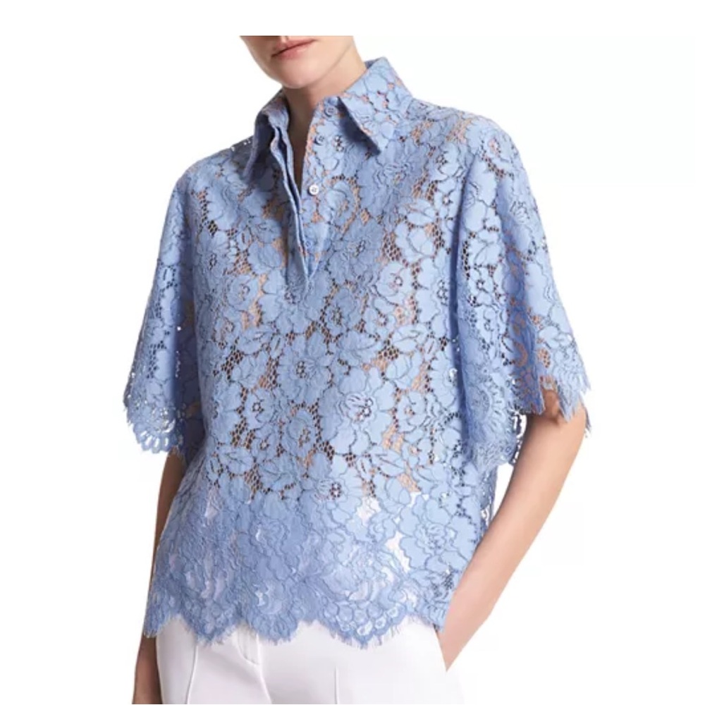 NWT Michael kors collection runway blue lace top shirt blouse sold out XS/S